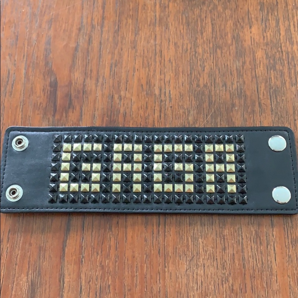 studded leather wallet wristband